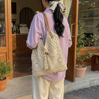 Ladies' crochet shoulder bag with playful fringes and decorative details-https://detail.1688.com/offer/1029609355004.html-Calm Wears-Khaki-nothing-Calm Wears