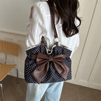 WoCharming Polka Dot Bow Tote Bag