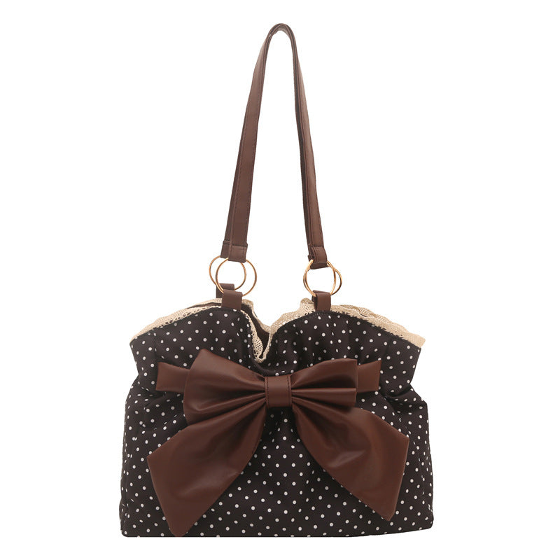 WoCharming Polka Dot Bow Tote Bag