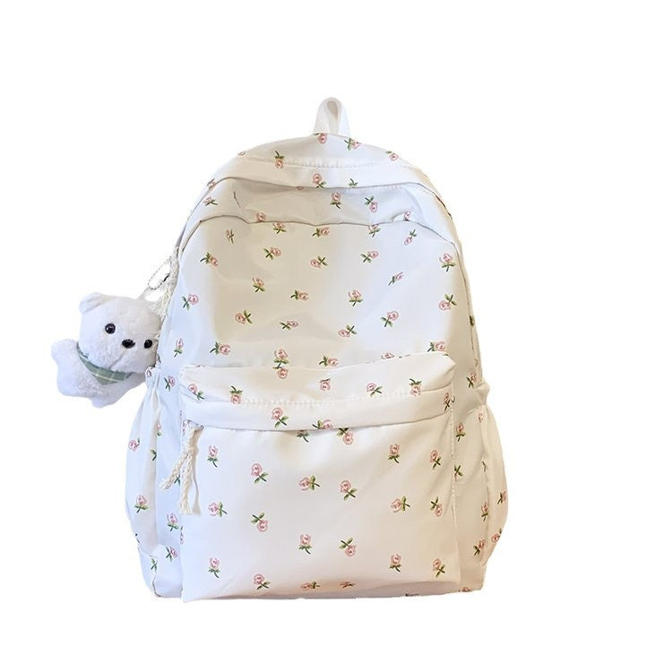 Backpack with Floral Design and Practical Compartments