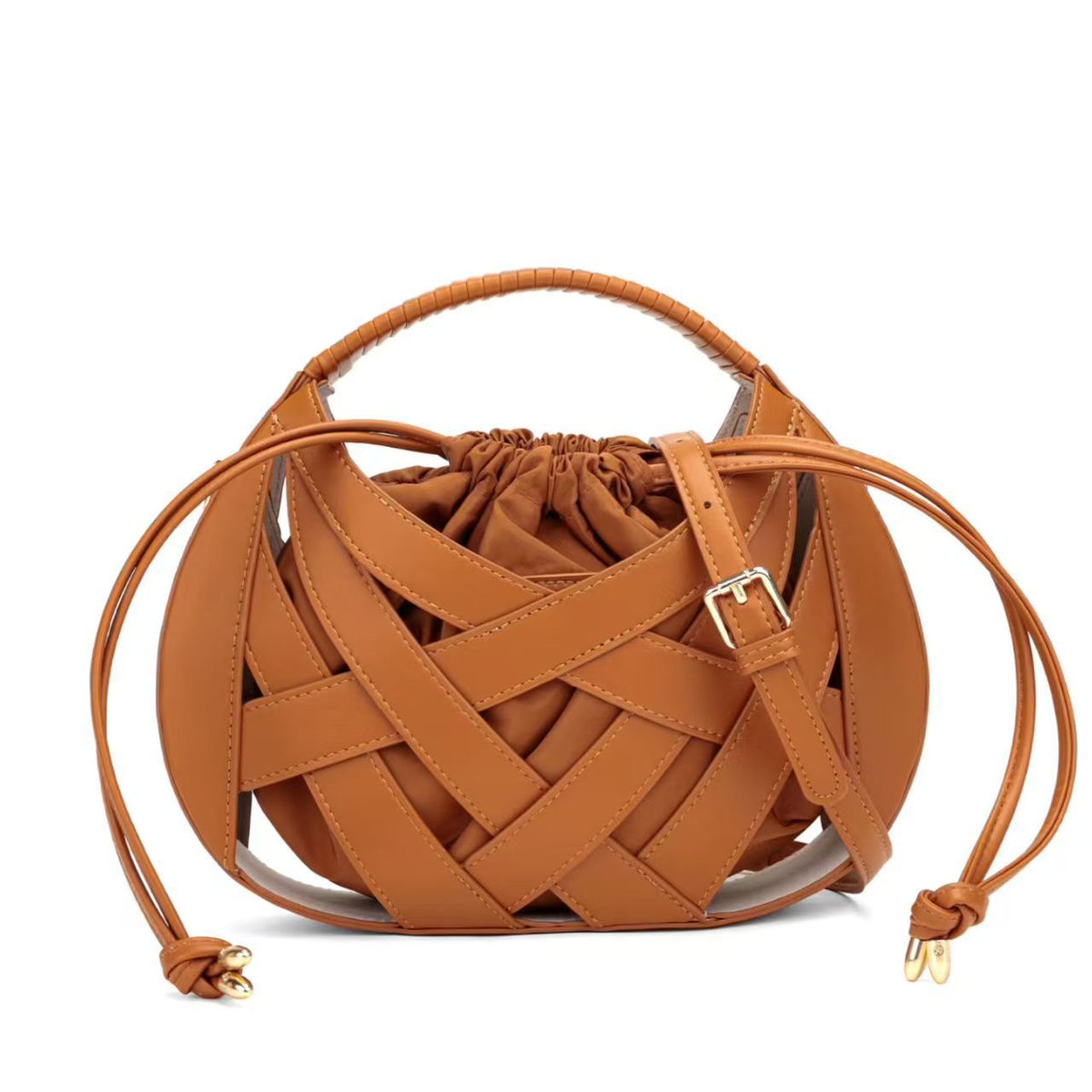 Sculpted Woven Crossbody Shoulder Bag