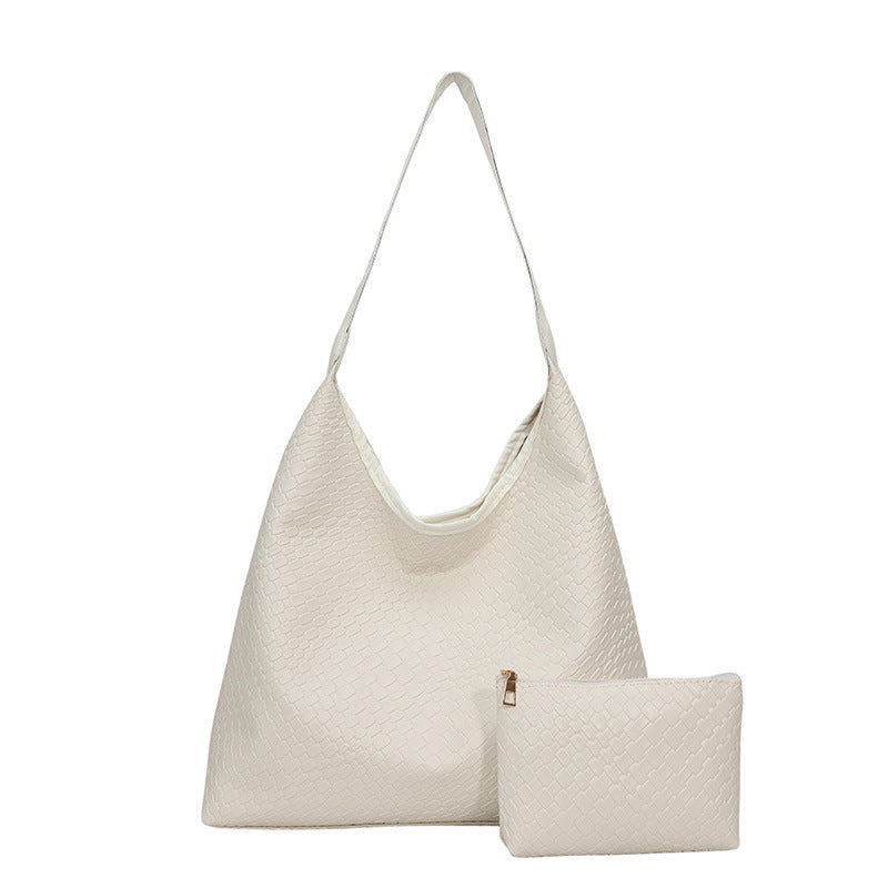 Sleek Textured Leather Hobo Handbag