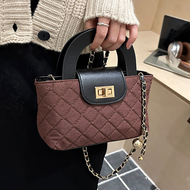 Women's Mini Handbag with Elegant Check Pattern
