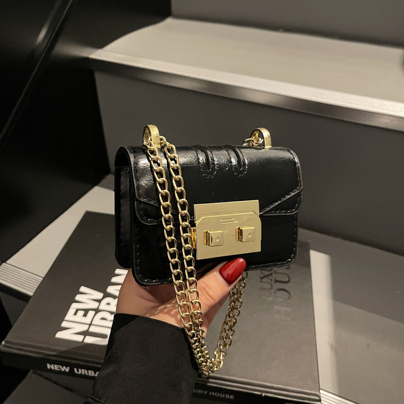 Women's elegant mini handbag with gold fastening mechanism