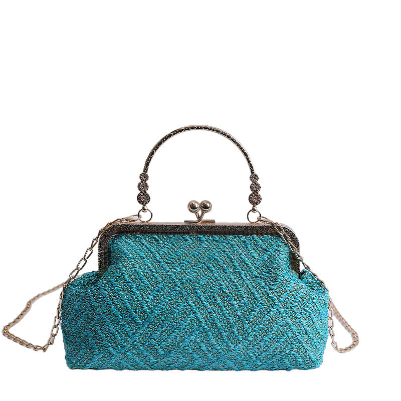 Vintage-Inspired Textured Crossbody Bag
