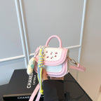 Women's mini handbag with cheerful cherry design and charming pendants