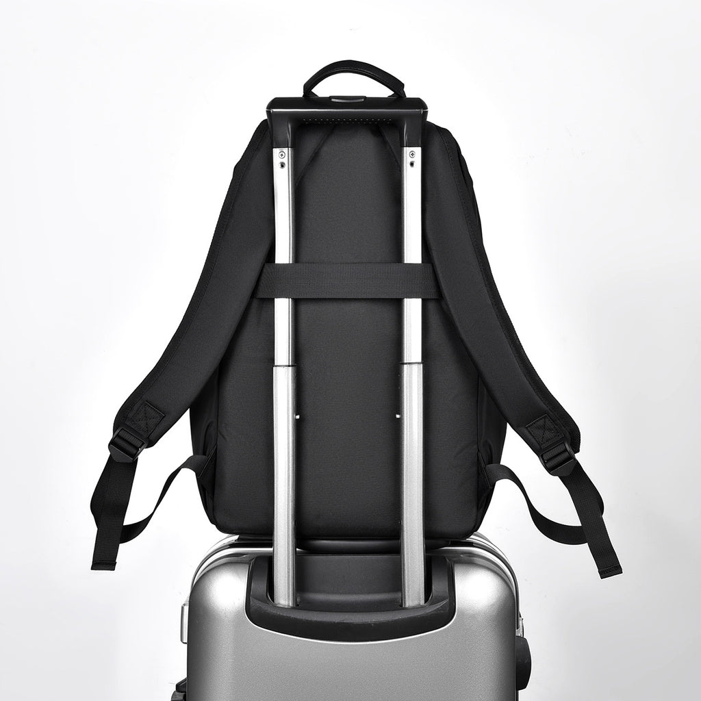 Practical city backpack with multiple compartments and waterproof material