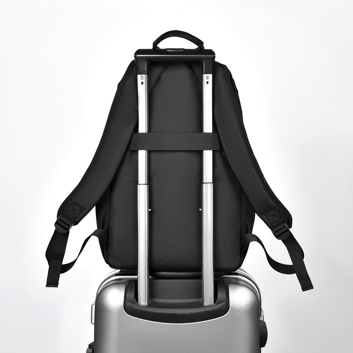 Practical city backpack with multiple compartments and waterproof material