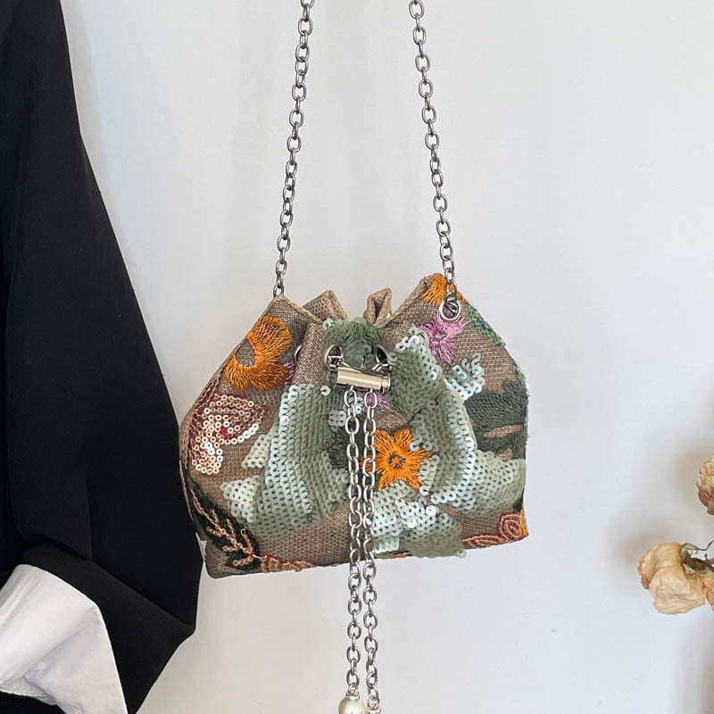 Stylish Sequin Drawstring Clutch Purse