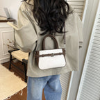 Ladies elegant mini handbag with double carrying handle and removable shoulder chain