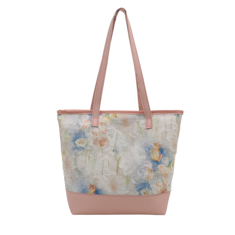 Artistic Floral Embroidered Tote Bag