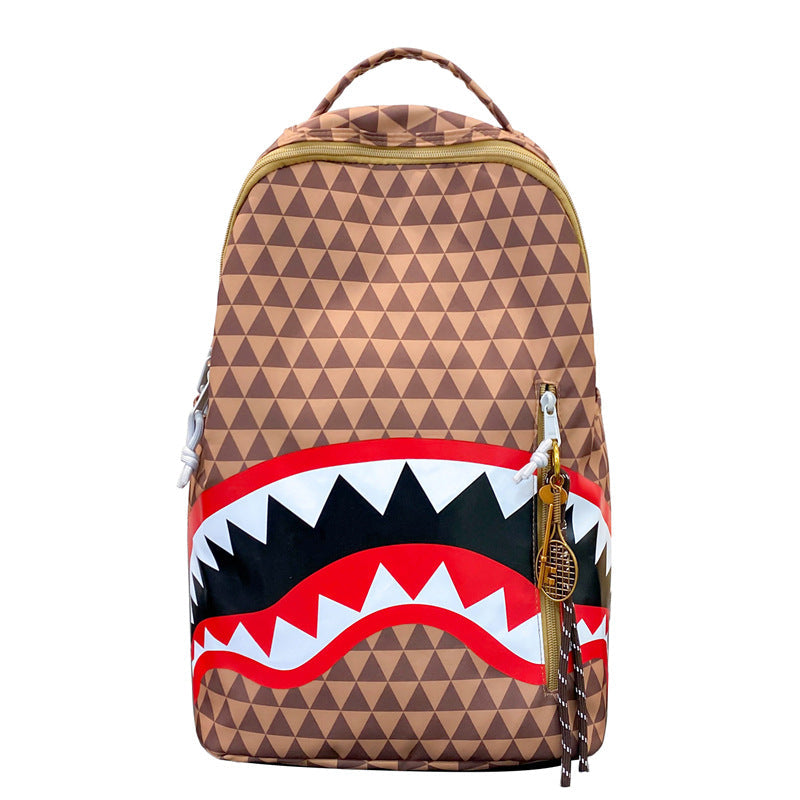 Backpack with Unique Shark Motif-https://detail.1688.com/offer/1057284875541.html-Calm Wears-Brown-nan-Calm Wears