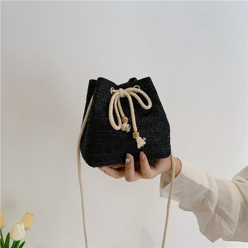 Bohemian-Inspired Woven Mini Drawstring Bag