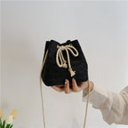 Bohemian-Inspired Woven Mini Drawstring Bag