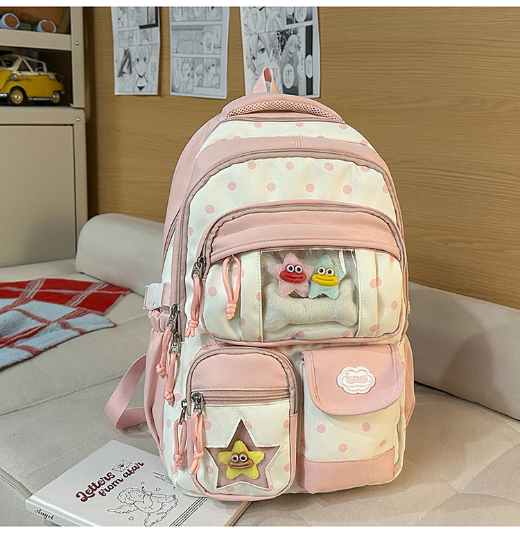Multi-Pocket School Backpack and Tote Bag Set-https://detail.1688.com/offer/1028148549067.html-Calm Wears-Pink-Calm Wears