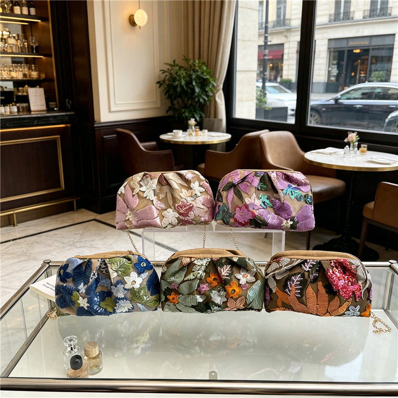 WoElegant Floral Sequin Clutch Bag
