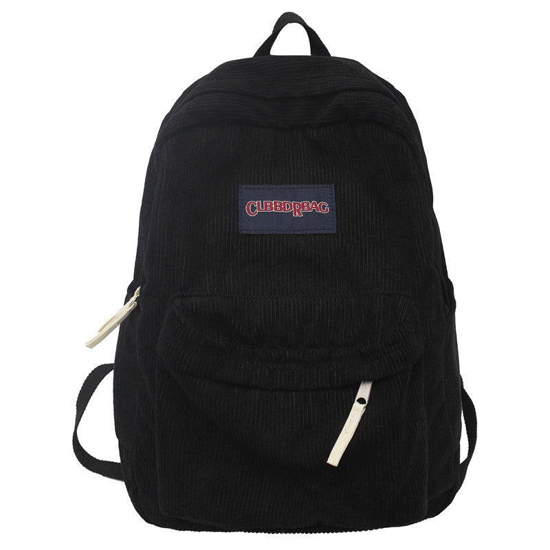 Corduroy Utility School Backpack-https://detail.1688.com/offer/827803900455.html-Calm Wears-Black-Calm Wears