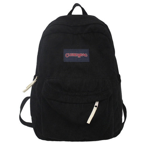 Corduroy Utility School Backpack-https://detail.1688.com/offer/827803900455.html-Calm Wears-Black-Calm Wears