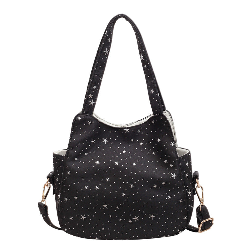 WoStar-Patterned Canvas Hobo Bag
