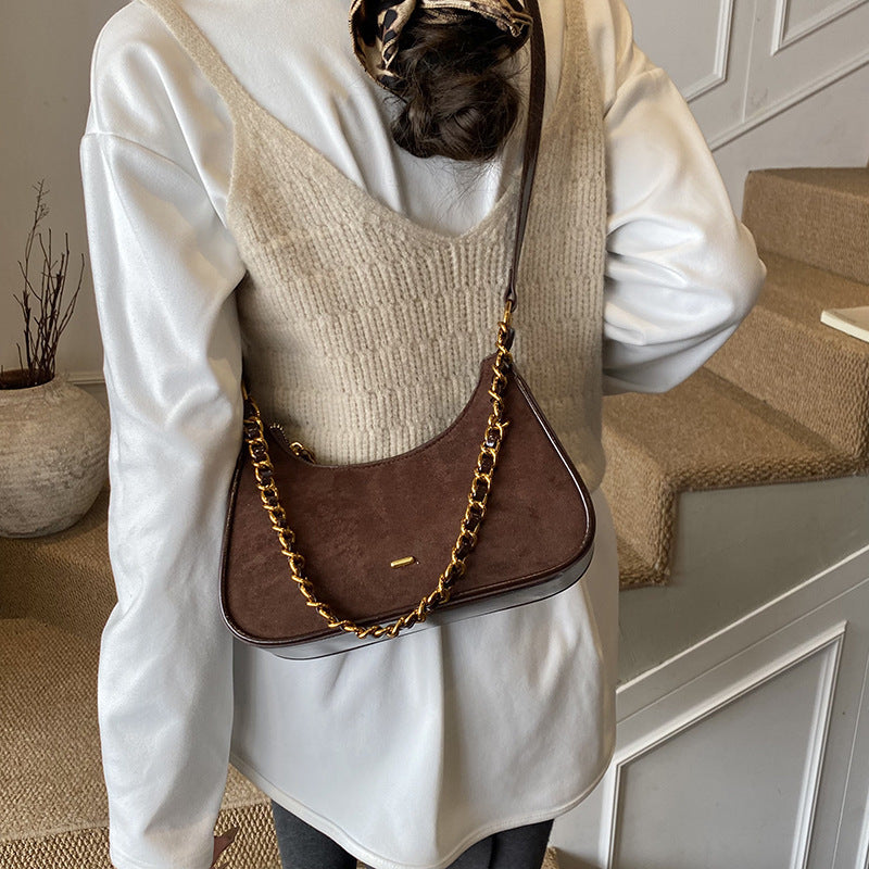Women's fashionable shoulder bag in vintage look with chain strap-https://detail.1688.com/offer/997435712249.html-Calm Wears-Braun-nothing-Calm Wears