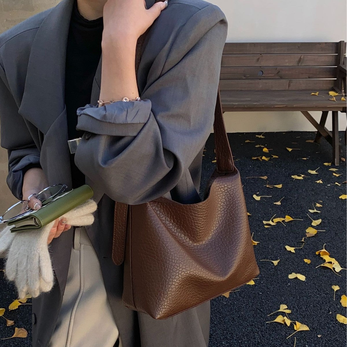 Women stylish shoulder bag with textured design-https://detail.1688.com/offer/994120254167.html-Calm Wears-Braun-nothing-Calm Wears