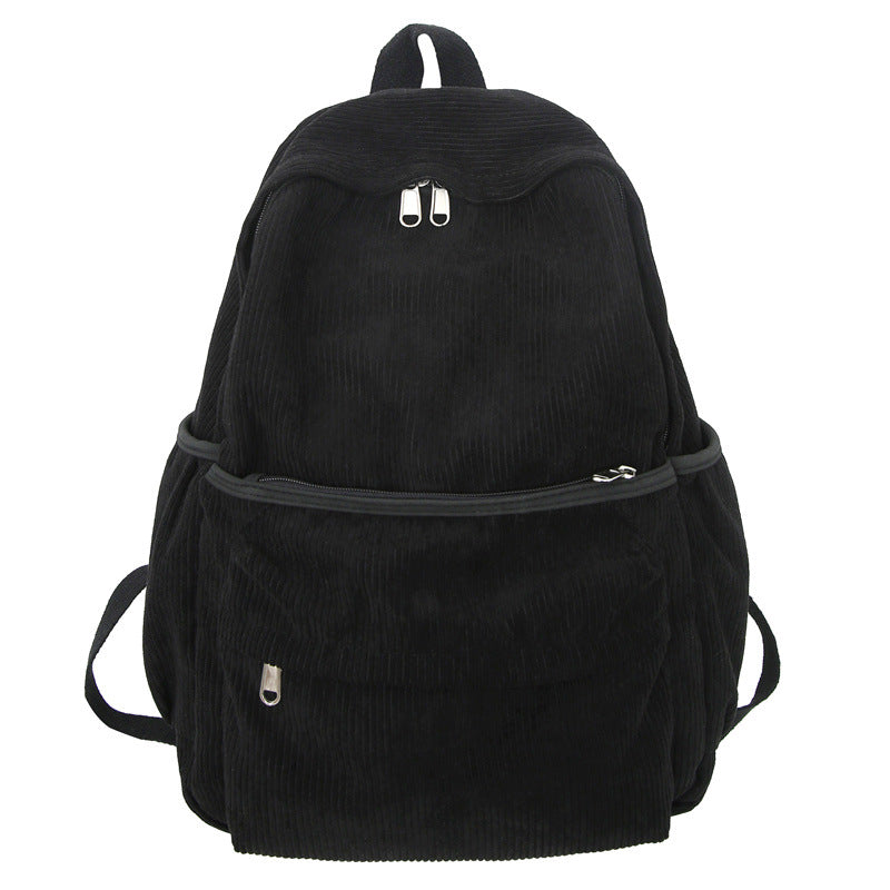 Cozy Corduroy School Backpack-https://detail.1688.com/offer/921502277821.html-Calm Wears-Black-Calm Wears