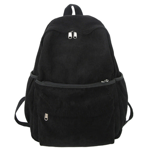Cozy Corduroy School Backpack-https://detail.1688.com/offer/921502277821.html-Calm Wears-Black-Calm Wears