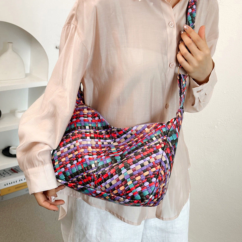 WoColorful Woven Hobo Bag