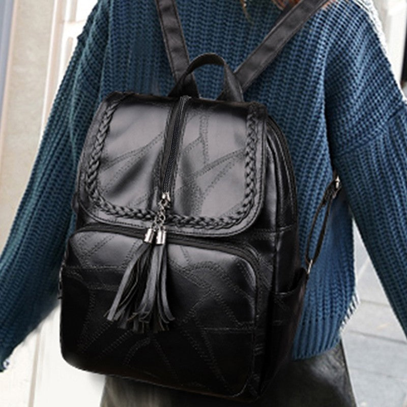 Chic Textured Leather Backpack Calm Wears