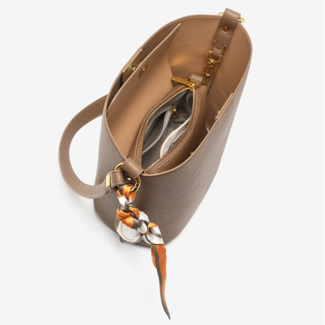 Textured Leather Bucket Bag