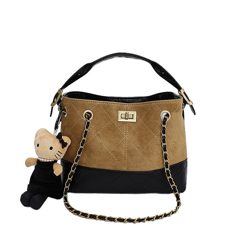 Women's shoulder bag with elegant chain accent and cute pendant-https://detail.1688.com/offer/983558158084.html-Calm Wears-Braun-Size: With pendant-Calm Wears