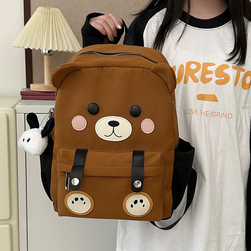 Plush backpack with bear design