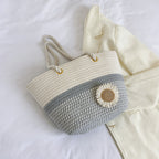 Handcrafted Floral Detail Straw Tote Bag