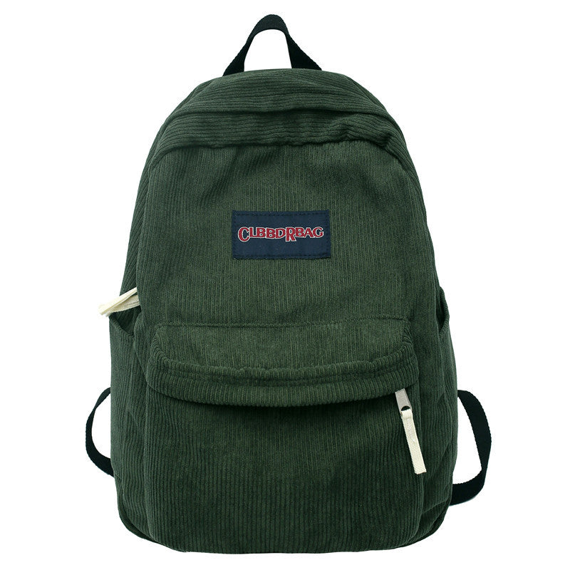 Corduroy Utility School Backpack-https://detail.1688.com/offer/827803900455.html-Calm Wears-Green-Calm Wears