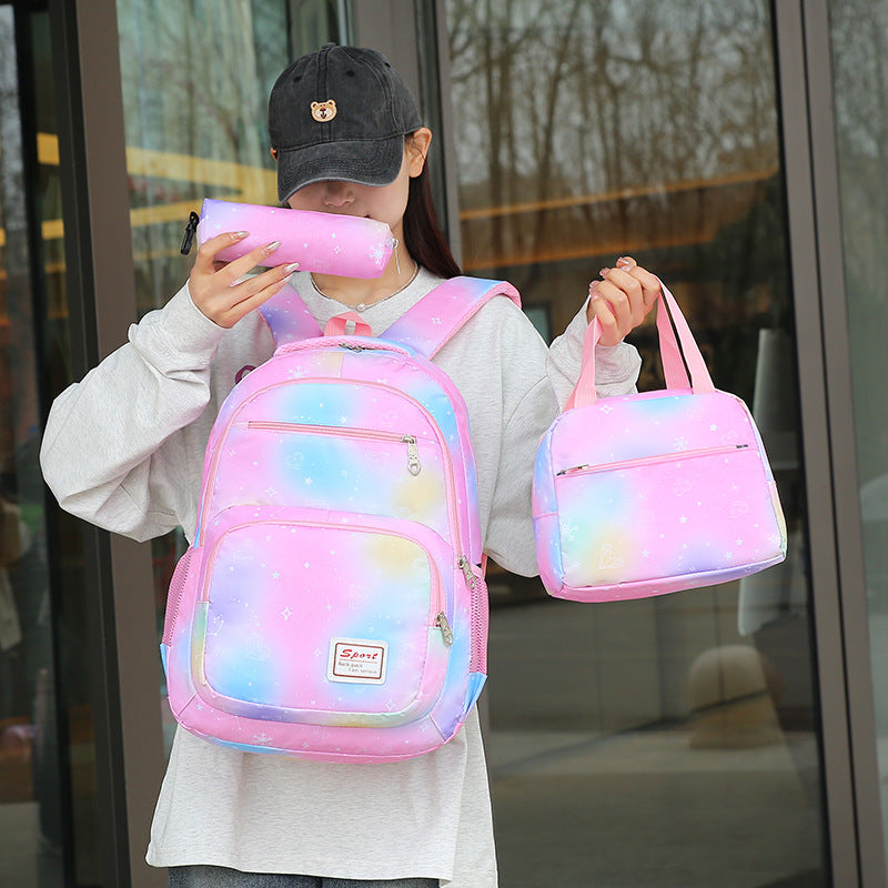 School backpack with breathable back panel and adjustable shoulder straps