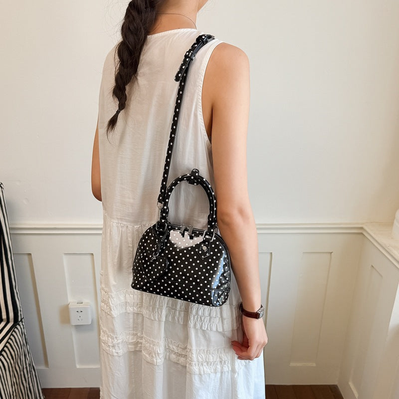 Women’s mini handbag with playful polka dot pattern and detachable shoulder strap-https://detail.1688.com/offer/1060207738711.html-Calm Wears-Black-nothing-Calm Wears