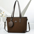 Women elegant tote handbag with textured design and detachable wallet-https://detail.1688.com/offer/999817972435.html-Calm Wears-Coffee-301225-Calm Wears