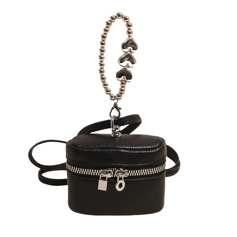 Women’s Mini Shoulder Bag with Decorative Heart Pendant-https://detail.1688.com/offer/1022392605546.html-Calm Wears-Black-Size: without pendant-Calm Wears