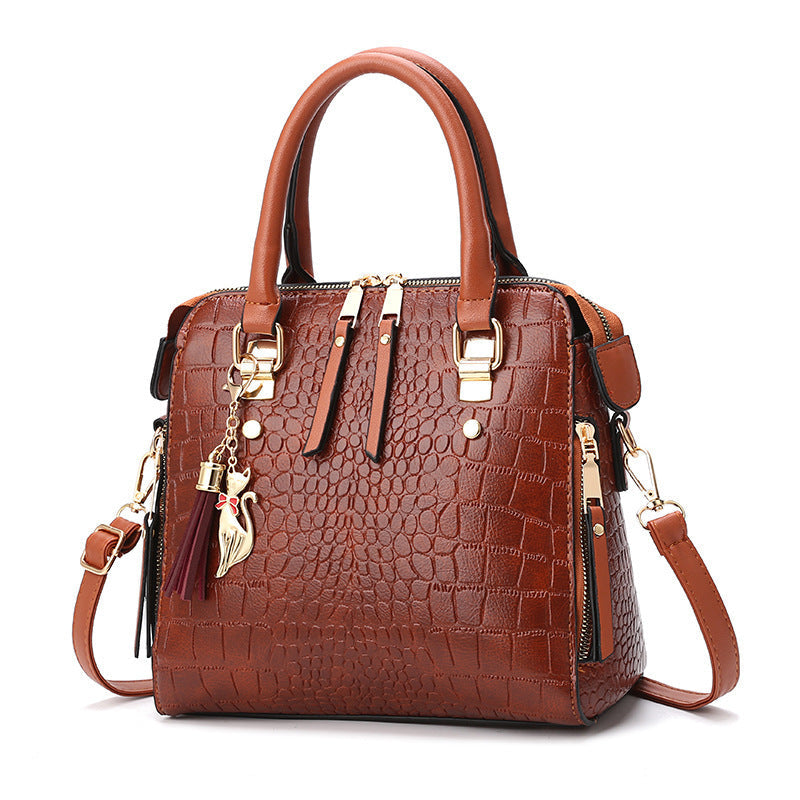 Women's high-quality tote handbag with stylish crocodile leather look and removable shoulder strap-https://detail.1688.com/offer/917026573268.html-Calm Wears-Black-28-Calm Wears