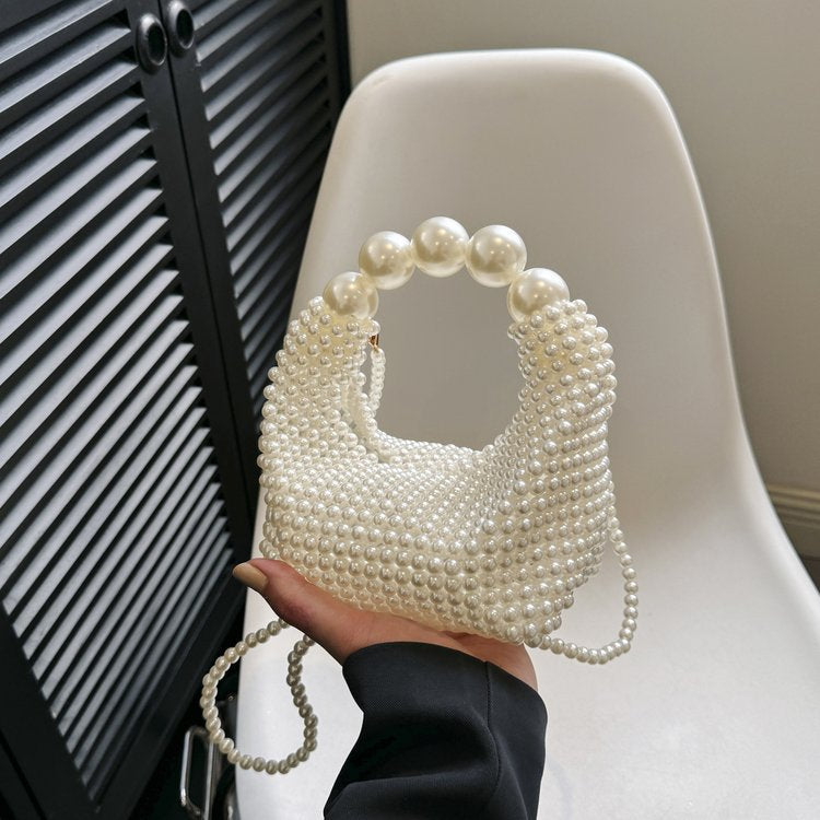 Women's pearl-embellished mini handbag
