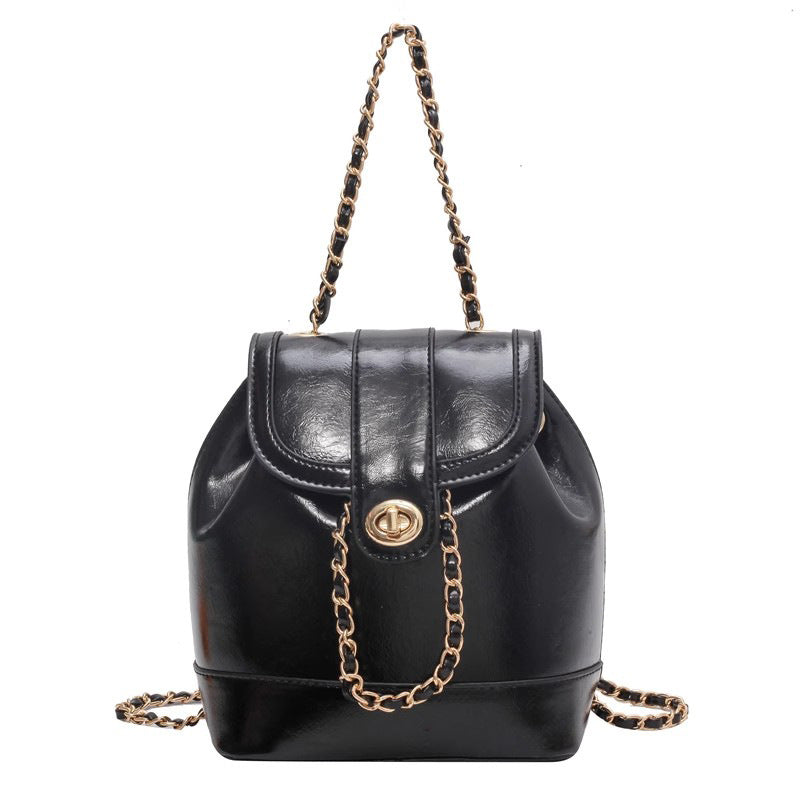 Chic Chain-accented Bucket Handbag