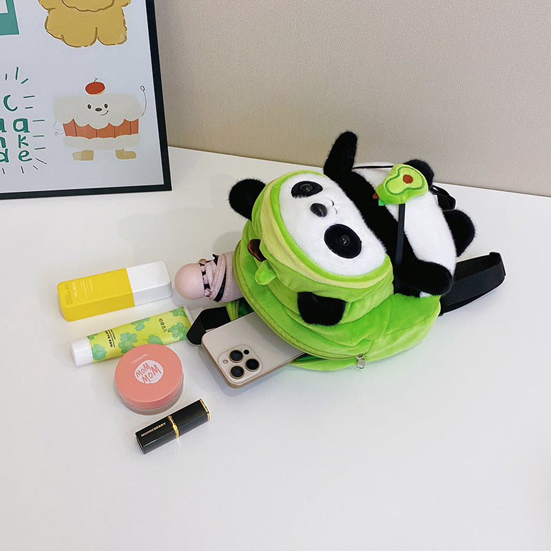 Plush backpack with panda design