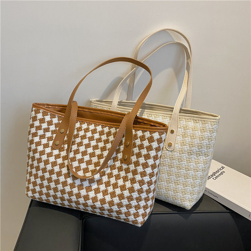 Woven Pattern Beach Tote Bag