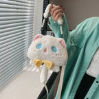 Plush Shoulder Bag with Cat Design