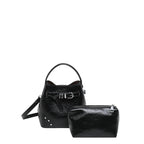 Women's stylish mini bucket bag with removable cosmetic pouch