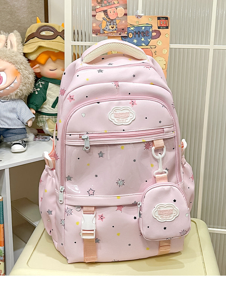 Stylish Star-Patterned School Backpack-https://detail.1688.com/offer/1064750566784.html-Calm Wears-Pink-Calm Wears