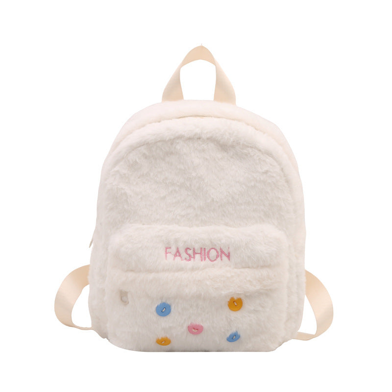 Plush backpack with playful design