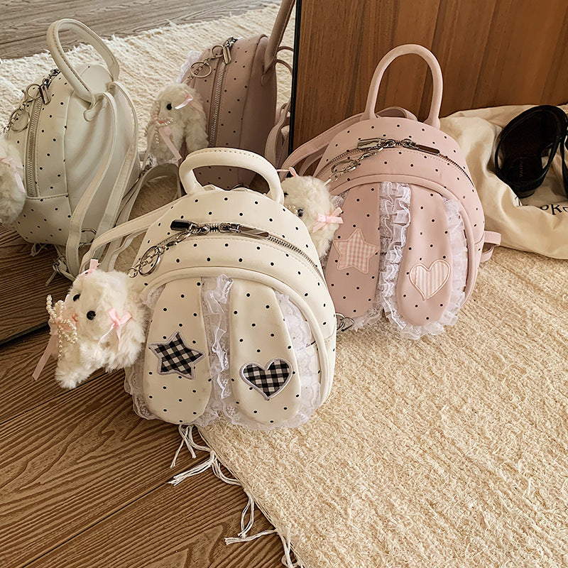 Cute backpack with detailed bunny ears applique