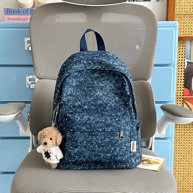 Casual Lightweight Backpack with Polka Dot Design