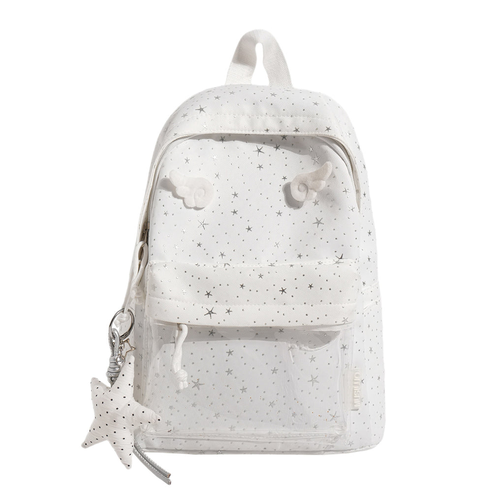 Transparent Pocket Star-Printed Backpack